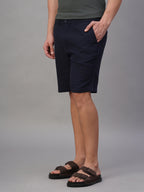 Men's Cotton Linen Regular Fit Shorts Navy