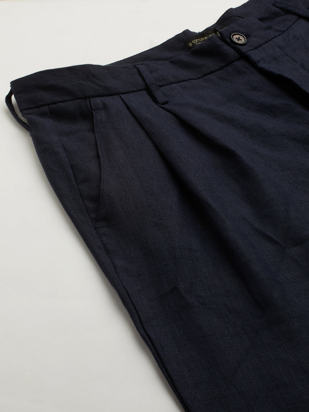 Men's Cotton Linen Regular Fit Shorts Navy