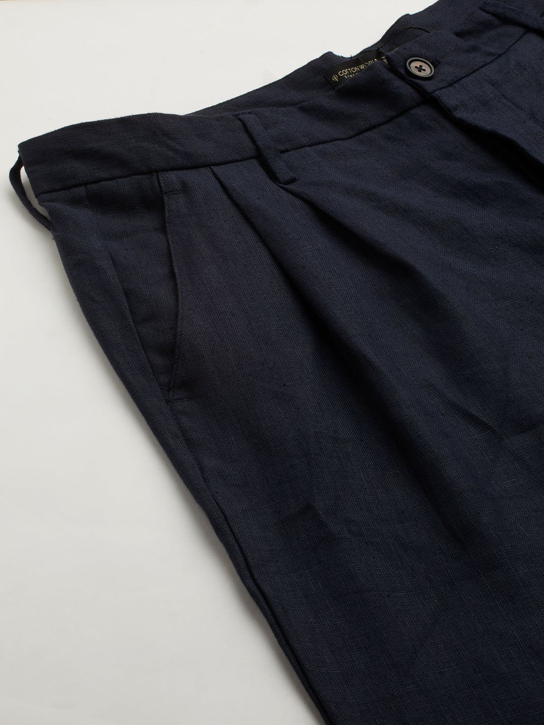 Men's Cotton Linen Regular Fit Shorts Navy