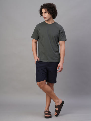 Men's Cotton Linen Regular Fit Shorts Navy