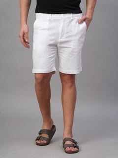 Men’s Cotton Linen Regular Fit Short White