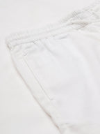 Men's White Cotton Linen Regular Fit Shorts