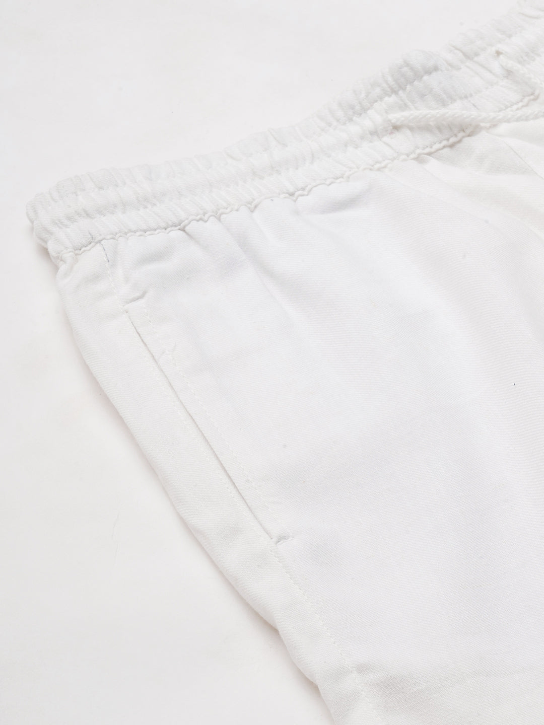 Men's White Cotton Linen Regular Fit Shorts
