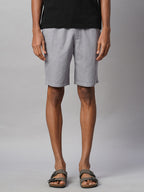 Men's Grey 100% Cotton Regular Fit Shorts