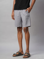 Men's Grey 100% Cotton Regular Fit Shorts