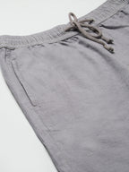 Men's Grey 100% Cotton Regular Fit Shorts