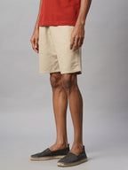 Men's Khaki 100% Cotton Regular Fit Shorts