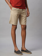 Men's Khaki 100% Cotton Regular Fit Shorts