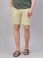 Men's 100% Cotton Regular Fit Solid Shorts Natural