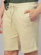 Men's 100% Cotton Regular Fit Solid Shorts Natural