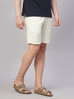 Men’s Cotton Regular Fit Drawstring Short White