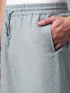 Men's Grey Cotton Linen Regular Fit Shorts