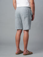 Men's Grey Cotton Linen Regular Fit Shorts