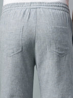 Men's Grey Cotton Linen Regular Fit Shorts