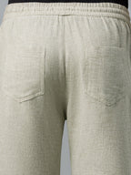 Men's Lt Brown Cotton Linen Regular Fit Shorts
