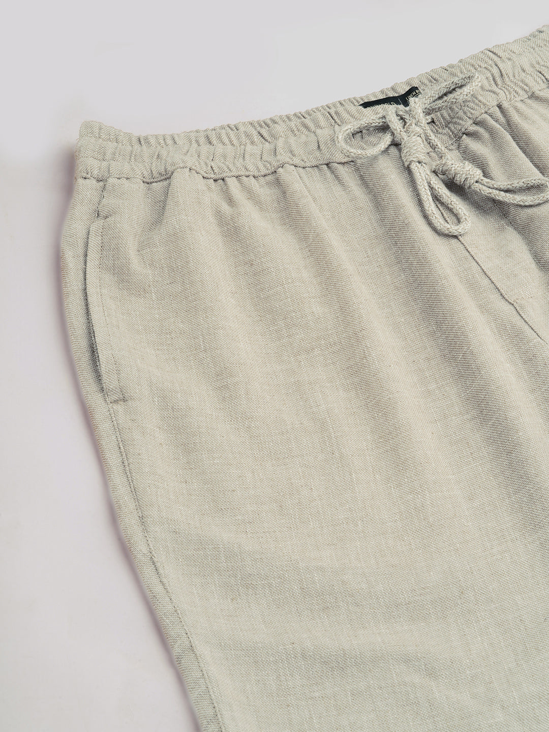 Men's Lt Brown Cotton Linen Regular Fit Shorts