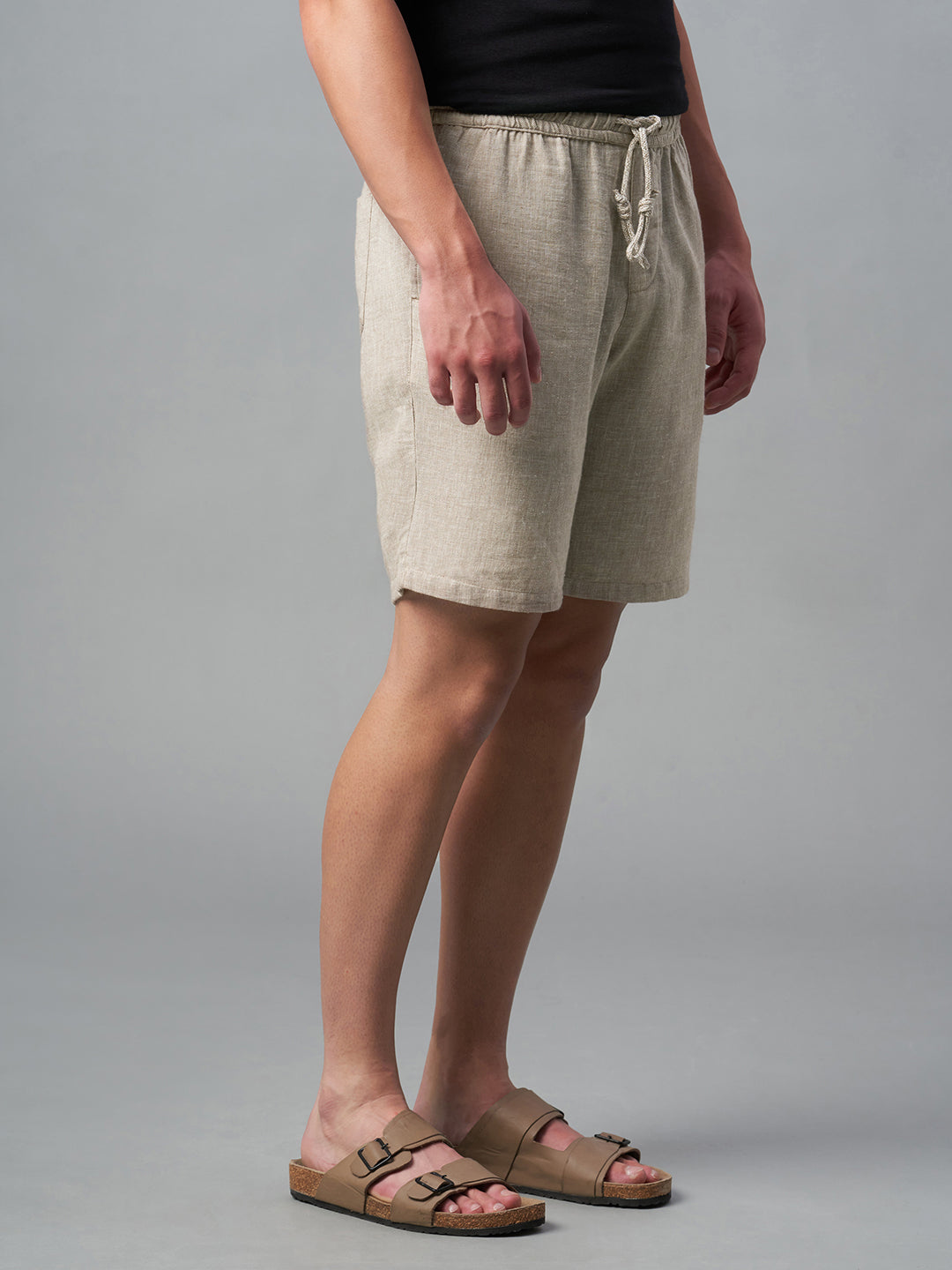 Men's Natural Cotton Linen Regular Fit Shorts