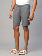 Men's Grey Cotton Regular Fit Shorts