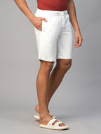Men's White Cotton Regular Fit Shorts