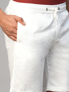 Men’s Cotton Regular Fit Elastic Waist Short White