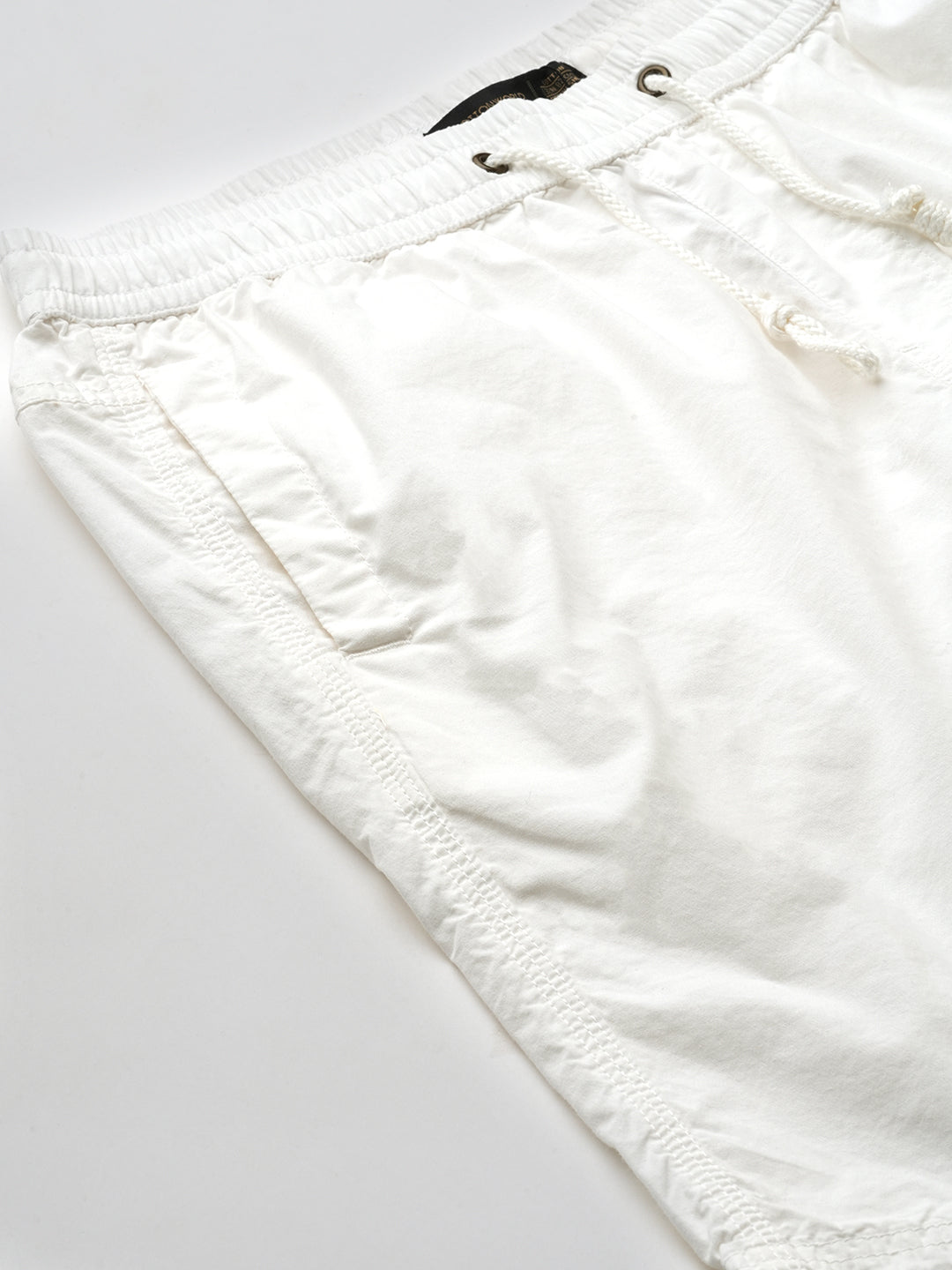 Men's White Cotton Regular Fit Shorts