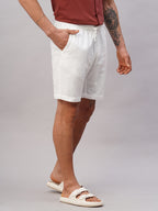 Men's White Cotton Regular Fit Shorts