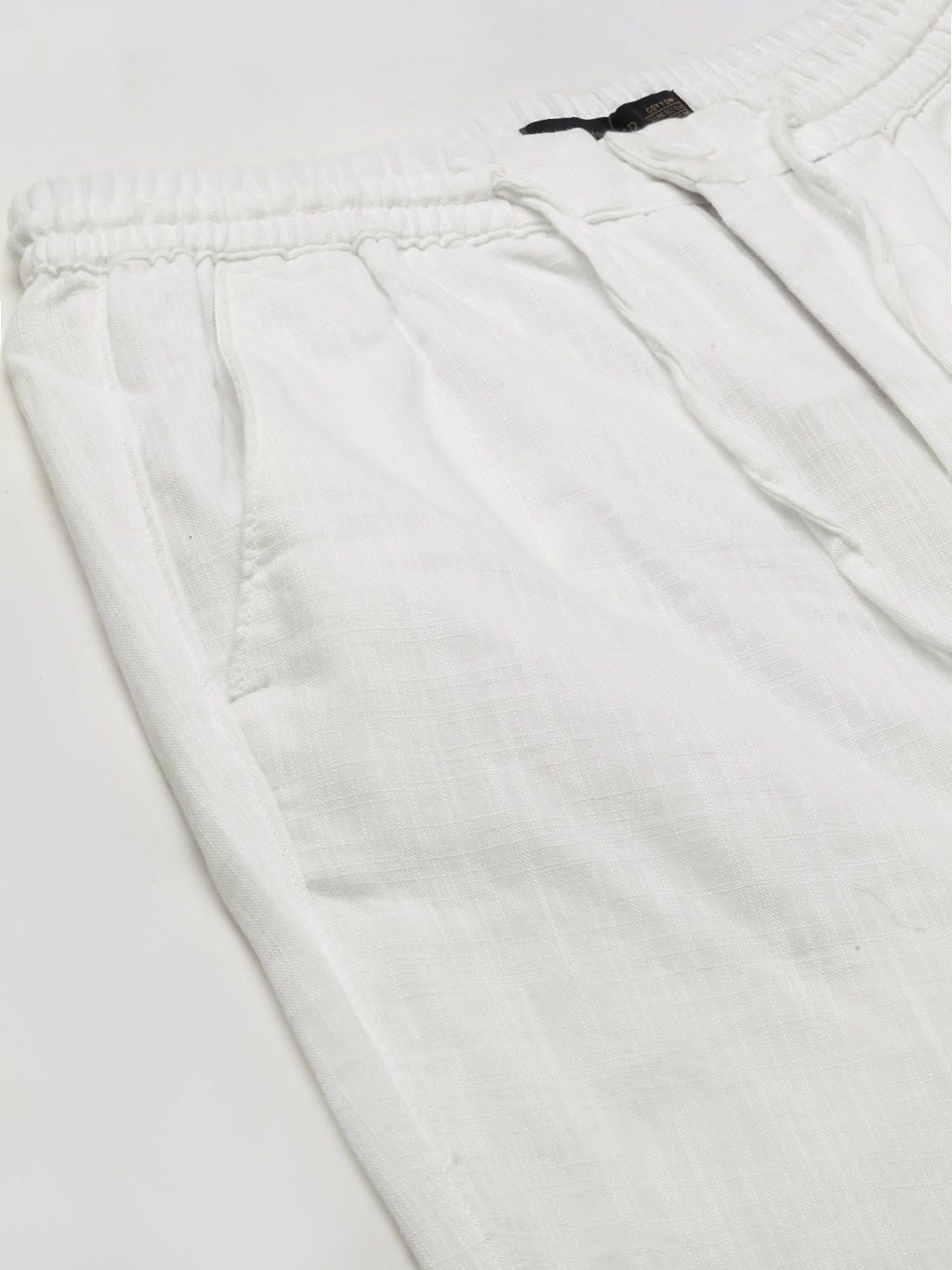 Men's White Cotton Regular Fit Shorts