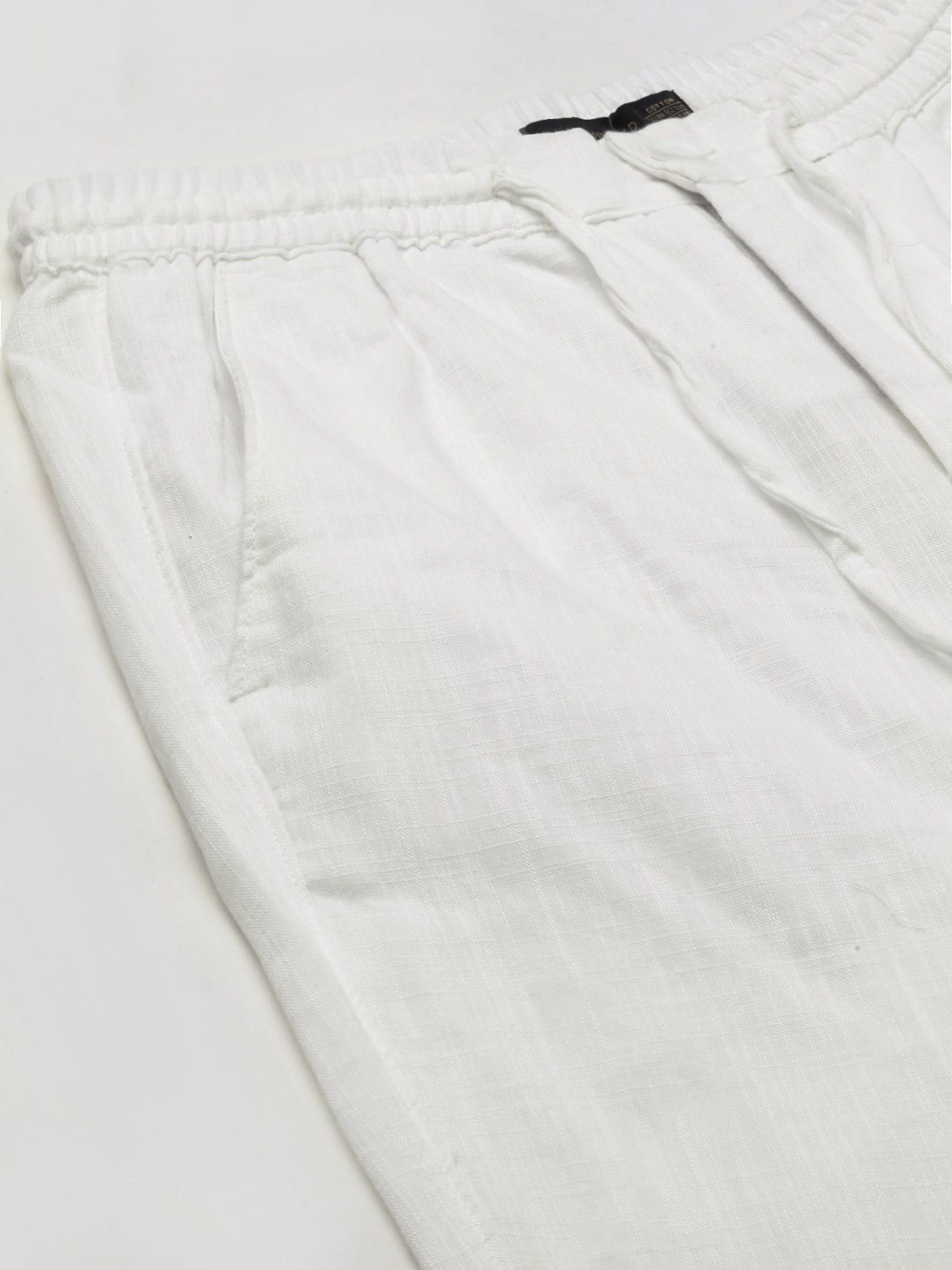 Men's White Cotton Regular Fit Shorts
