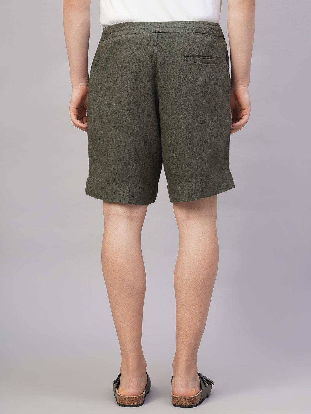 Men's Slate Grey Linen Viscose Regular Fit Shorts