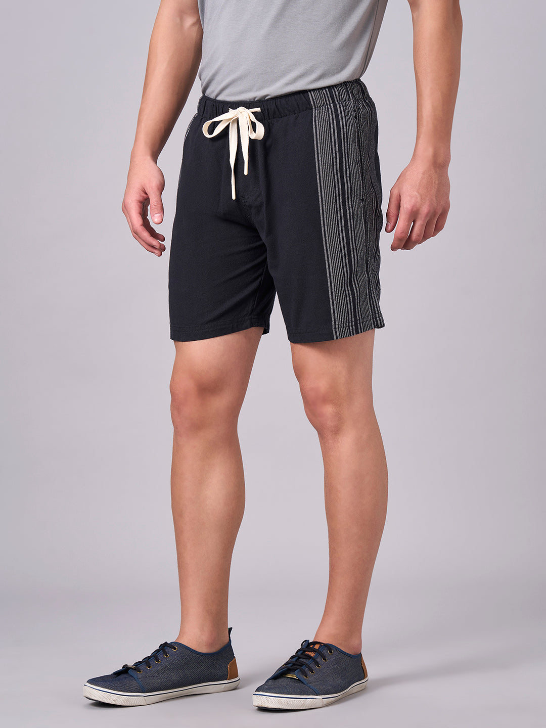 Men's Black 100% Cotton Regular Fit Shorts