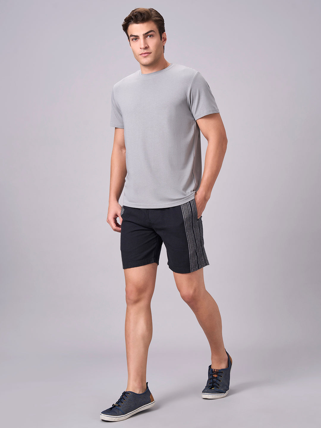 Men's Black 100% Cotton Regular Fit Shorts