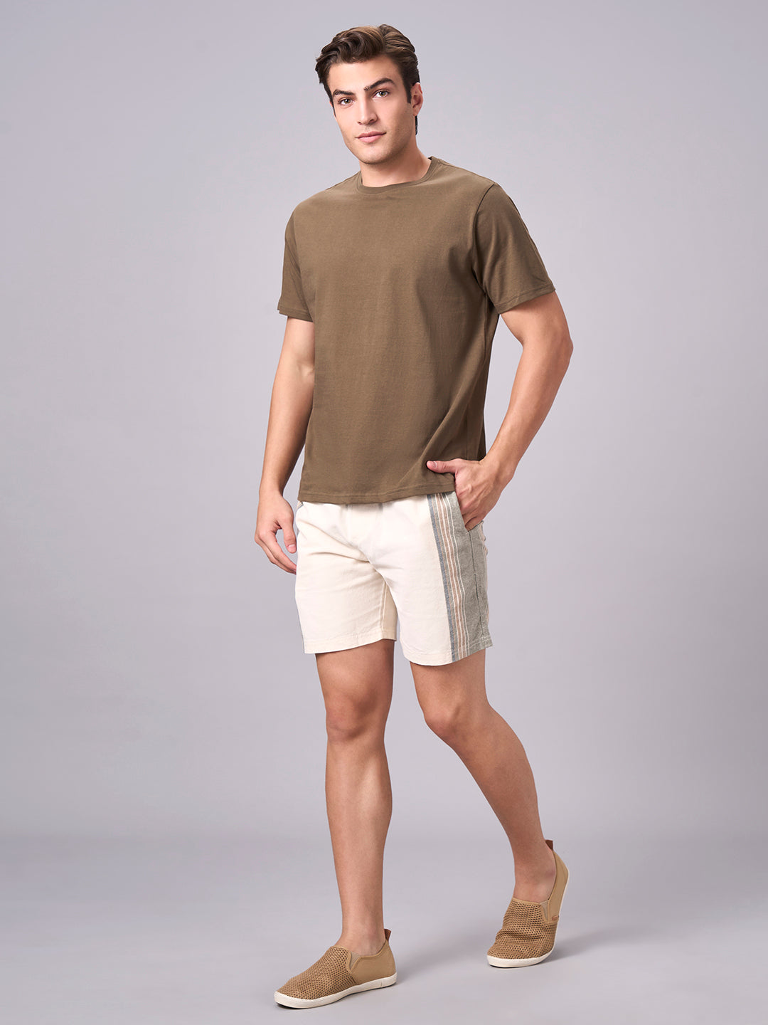 Men's Natural 100% Cotton Regular Fit Shorts