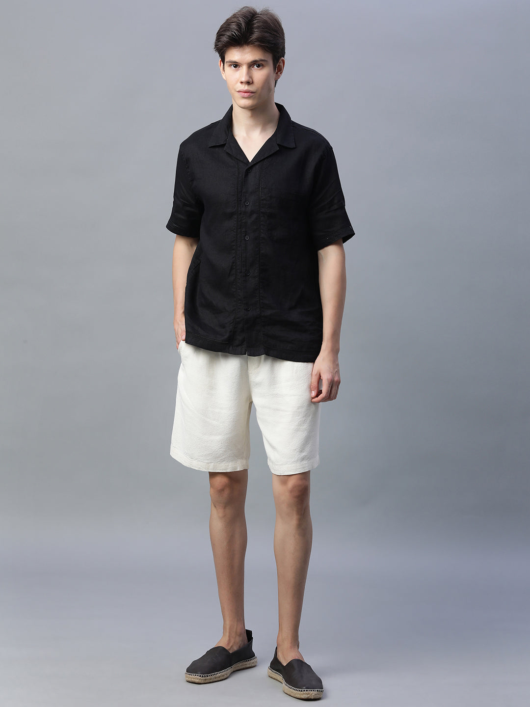 Men's Natural Linen Viscose Regular Fit Shorts