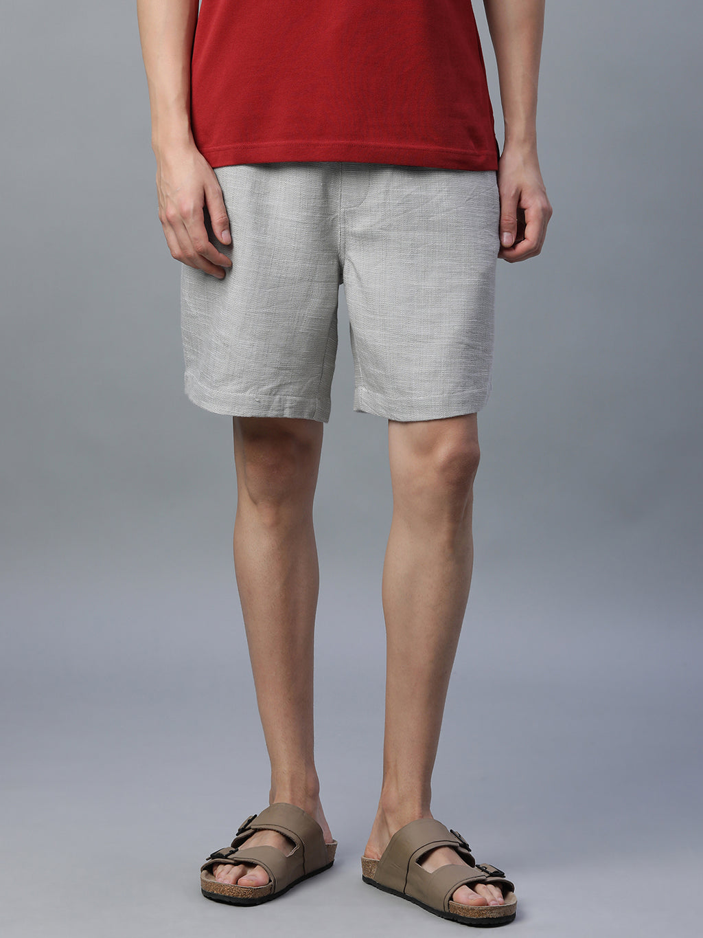 Men's 100% Cotton Drawstring Shorts Grey