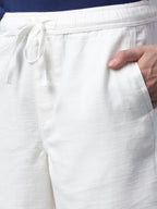 Men's White 100% Cotton Regular Fit Shorts