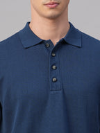 Men's Blue 100% Cotton Regular Fit Tshirt Dark