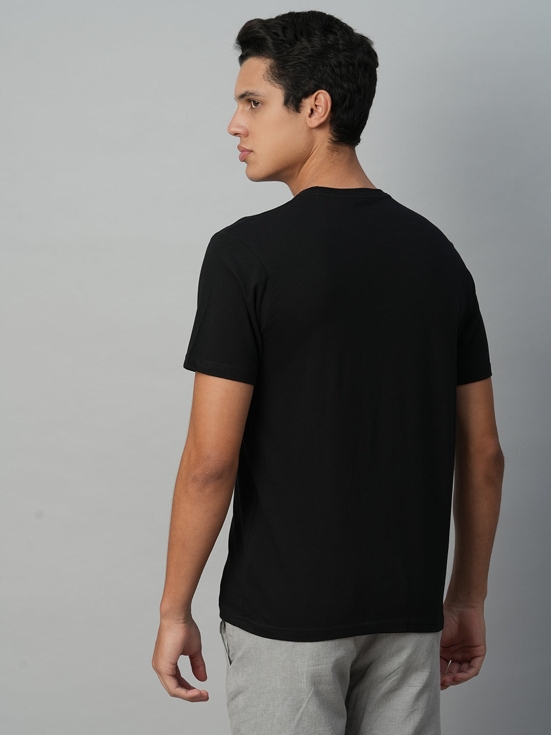 Men's Black 100% Cotton Regular Fit Tshirt