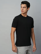 Men's Black 100% Cotton Regular Fit Tshirt