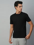 Men's Black 100% Cotton Regular Fit Tshirt