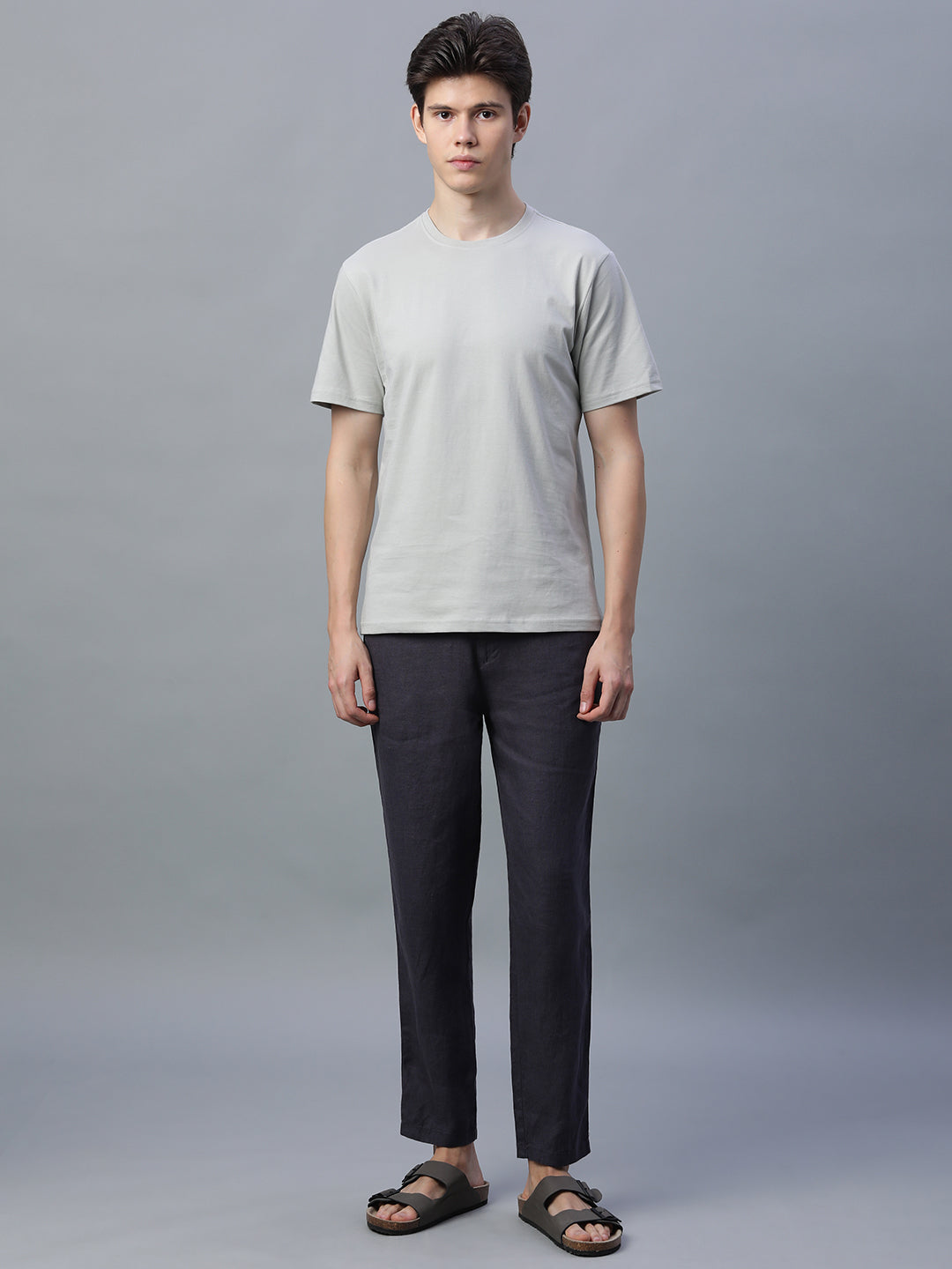 Men's Grey 100% Cotton Regular Fit Tshirt
