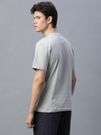 Men's Grey 100% Cotton Regular Fit Tshirt