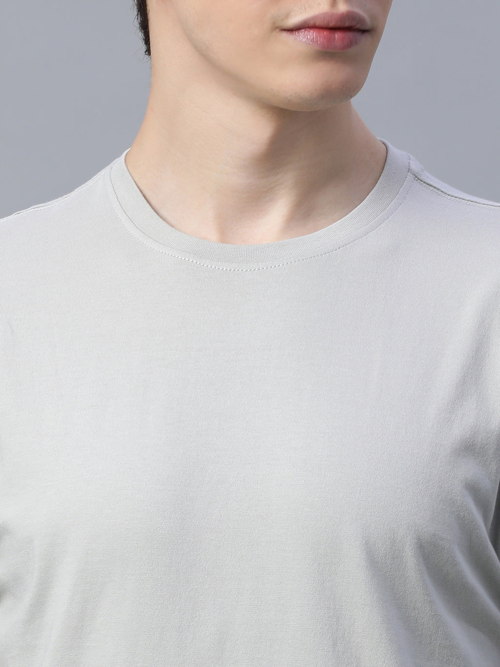 Men's Grey 100% Cotton Regular Fit Tshirt