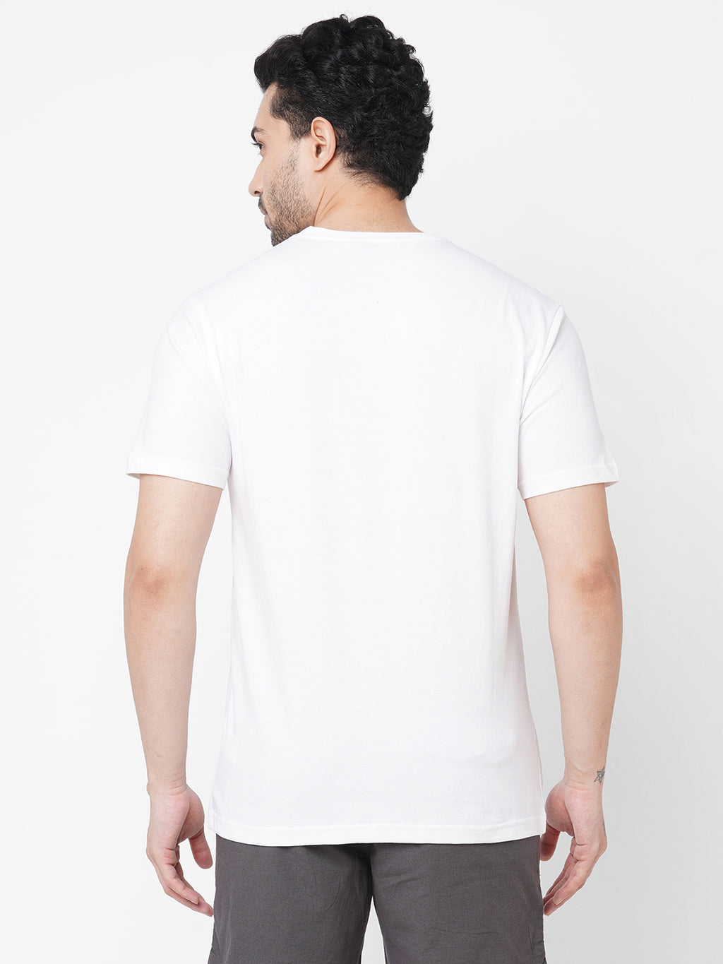 Men's White 100% Cotton Regular Fit Tshirt