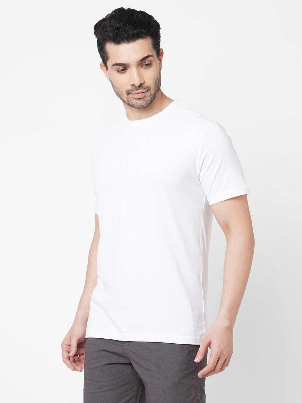 Men's White 100% Cotton Regular Fit Tshirt
