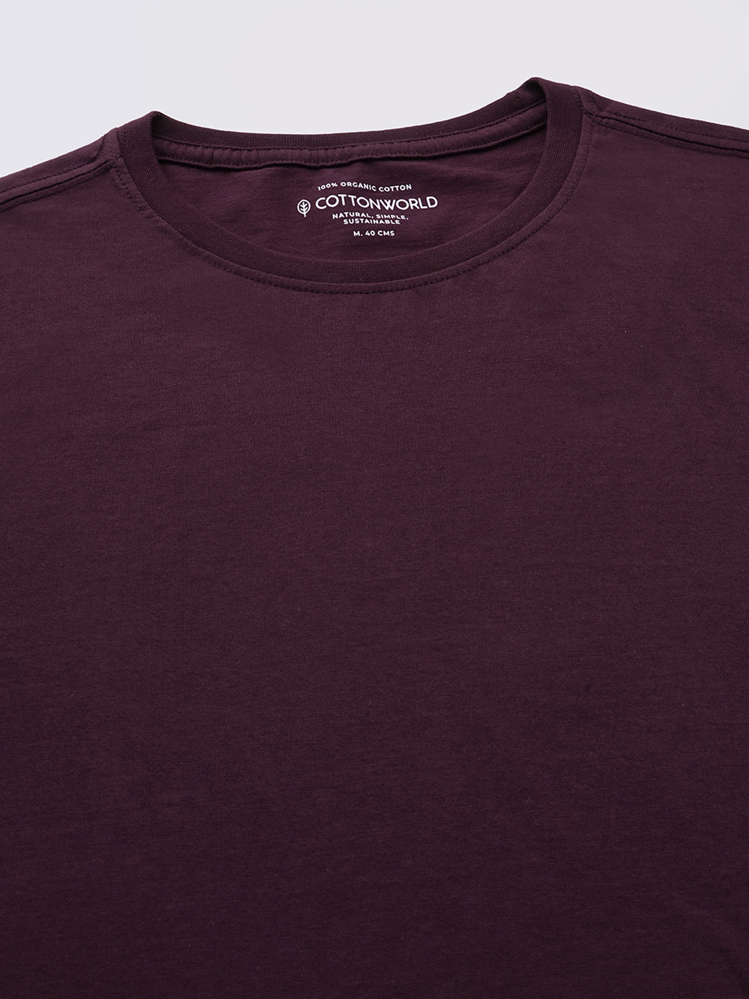 Men's Wine 100% Cotton Regular Fit Tshirt