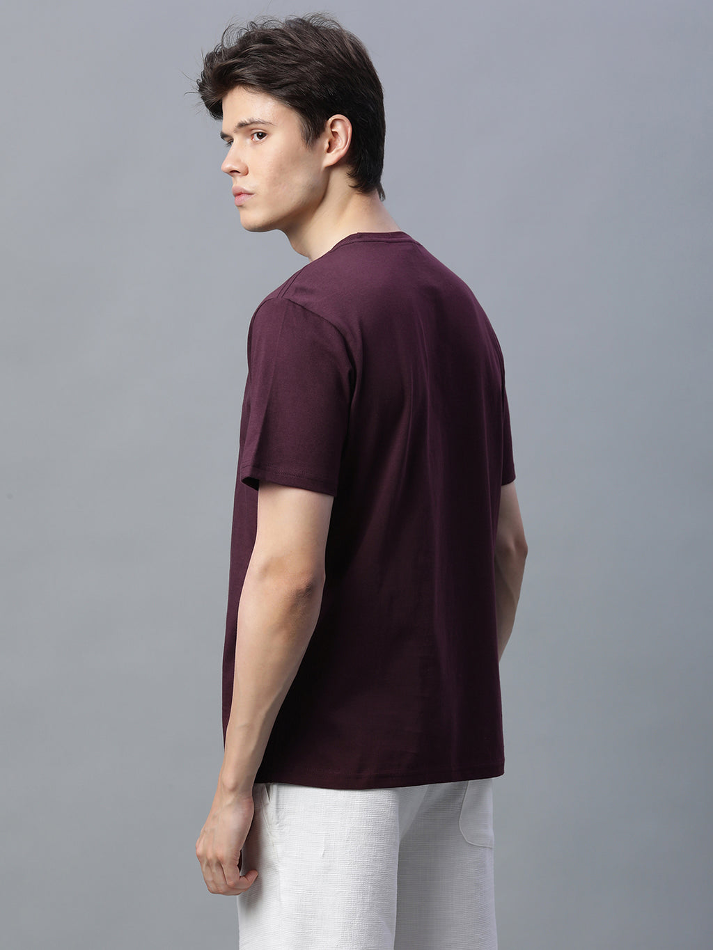 Men's Wine 100% Cotton Regular Fit Tshirt