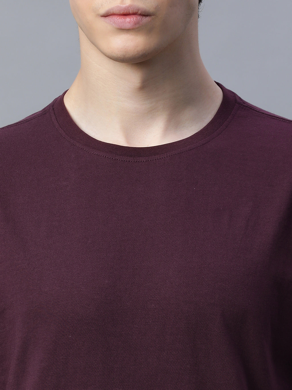 Men's Wine 100% Cotton Regular Fit Tshirt