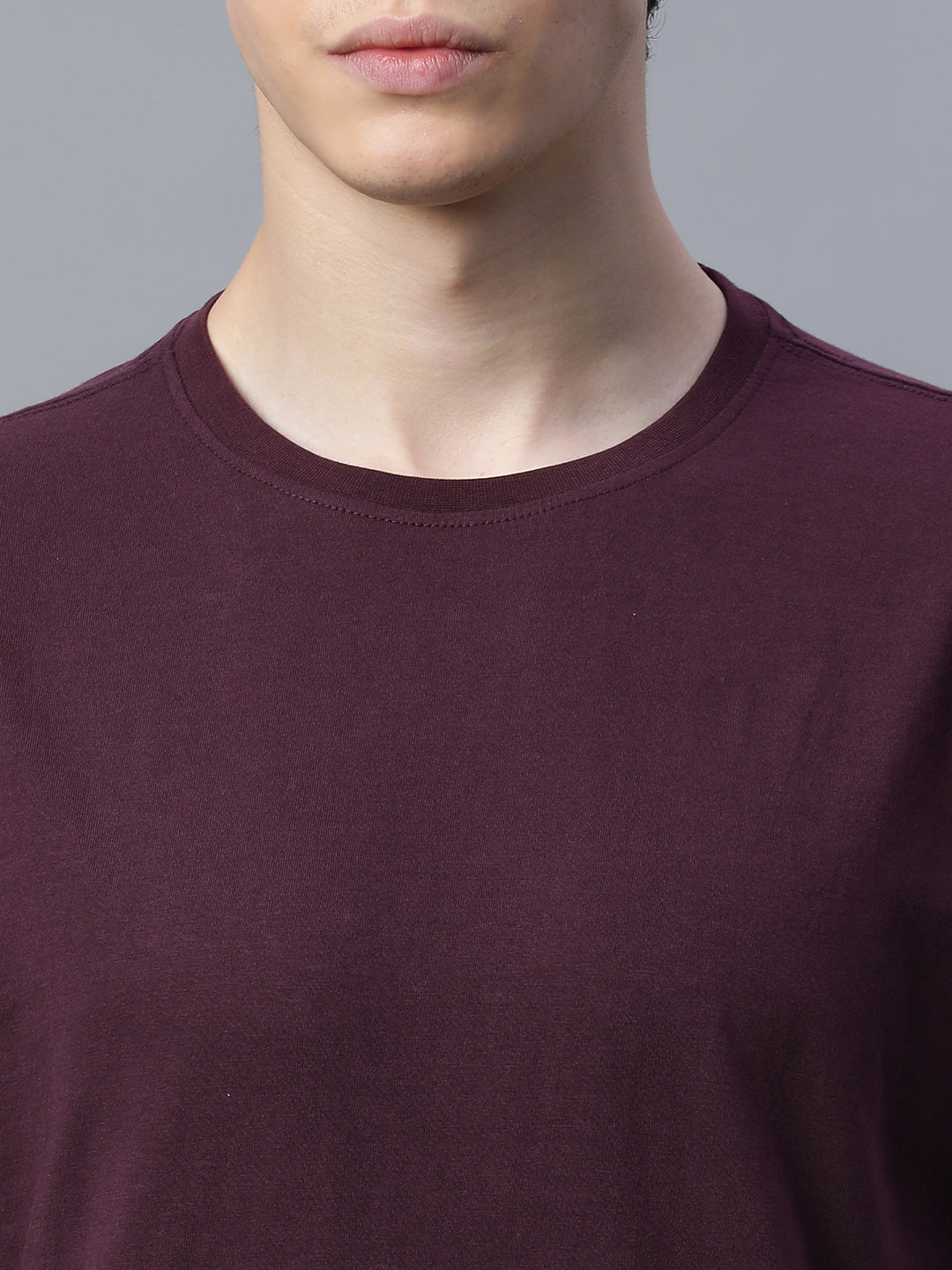 Men's Wine 100% Cotton Regular Fit Tshirt