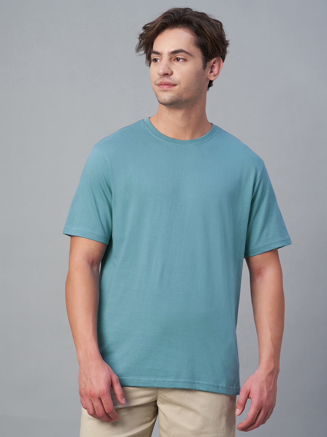 Men's Blue 100% Cotton Regular Fit Tshirt