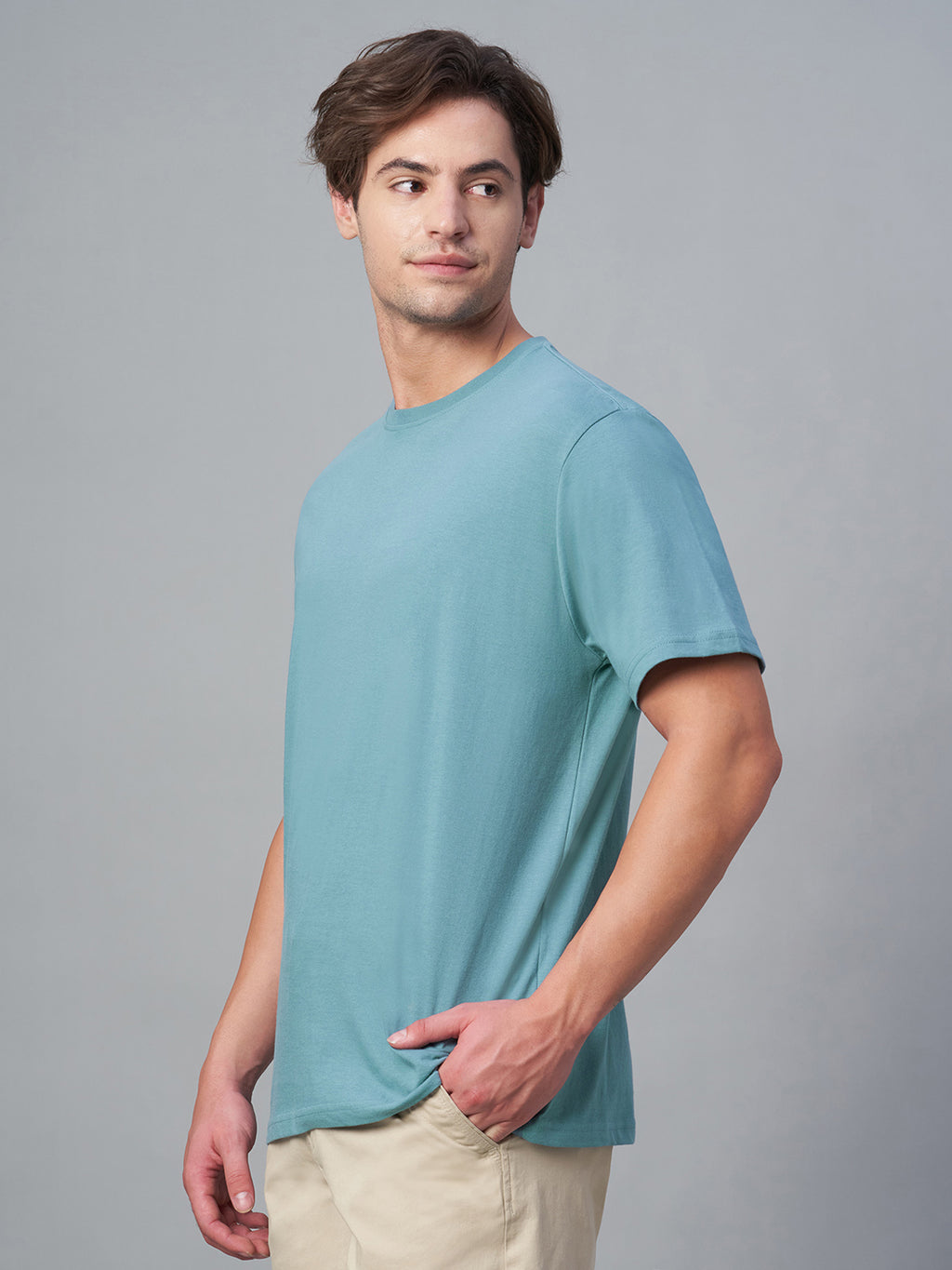 Men's 100% Cotton Crew Neck T Shirt Blue